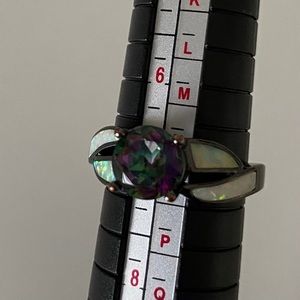 Mystic topaz & white opal costume ring